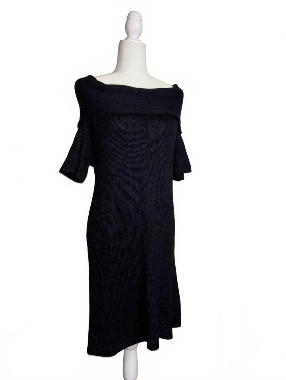 Wool Blend Bryn Walker Lagenlook over shoulder Fold Over Short Sleeve Dress